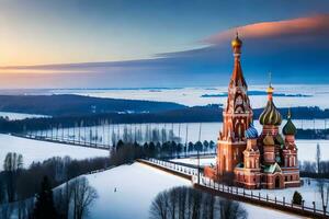 el rojo catedral en Moscú, Rusia. generado por ai foto