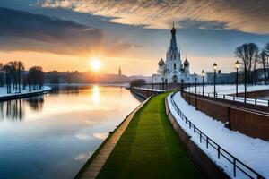 el Dom sube terminado el río en invierno. generado por ai foto