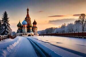 el kremlin en invierno. generado por ai foto