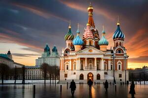 el catedral de el salvador en rojo cuadrado en Moscú, Rusia. generado por ai foto
