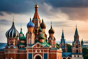 el catedral de S t albahaca en Moscú, Rusia. generado por ai foto