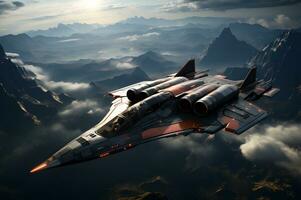 A fleet of spaceship fighter jets AI Generative photo