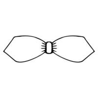 Vector bow butterfly classic in doodle style linear black isolated