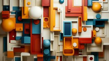 This vibrant composition of interlocking lego blocks and spheres creates a playful and imaginative landscape that encourages exploration and discovery, AI Generative photo