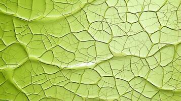 A vibrant green leaf reveals its intricate patterns as it lies shattered against a rugged surface, AI Generative photo