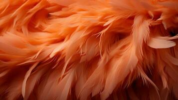 A vibrant and captivating array of peach and orange feathers create a beautiful and mysterious scene that reveals the hidden wonders of the animal kingdom, AI Generative photo