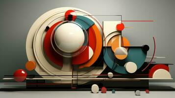 A vibrant and captivating wall art piece featuring intersecting circles and intricate lines creates an eye-catching visual display that will enliven any indoor space, AI Generative photo