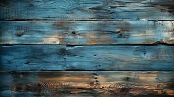 This abstract wooden plank artwork evokes a feeling of tranquility and peacefulness, with its juxtaposition of cool blue tones and warm brown hues creating a unique harmony, AI Generative photo