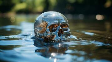 A skull in the water, AI Generative photo