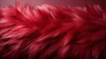 A vibrant magenta feather drapes over a soft pink scarf, its striking red hue capturing the eye and inspiring a feeling of daring adventure, AI Generative photo