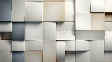 An abstract art design of white and brown squares adorns the walls of this indoor building, creating a captivating mosaic of texture and form, AI Generative photo