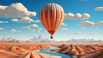 A hot air balloon over a illusion desert, AI Generative photo