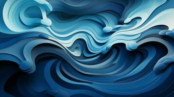 This abstract painting of a blue and white wavy background is an artistic exploration of fluidity and wildness, evoking a sense of freedom and adventure, AI Generative photo