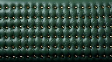 The intricate pattern of the green leather sofa creates a wild, inviting atmosphere that beckons to be enjoyed, AI Generative photo