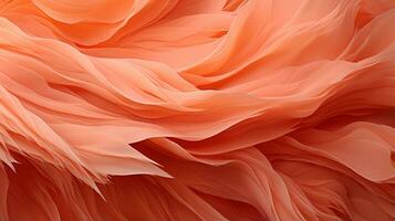 A vibrant floral oasis in shades of peach and orange, evoking a sense of femininity and joy through the soft texture of delicate petals on a pink fabric, AI Generative photo