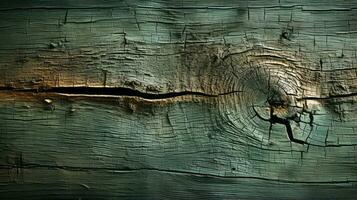 Reflections of a forgotten past ripple through the fractured surface of a weathered log, lost in the depths of a tranquil lake, AI Generative photo