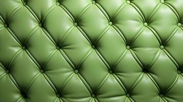un vibrante verde sofá invita usted a lavabo dentro sus lujoso cuero, agregando un popular de color y comodidad a ninguna interior espacio, ai generativo foto