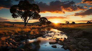 el Desierto paisaje a puesta de sol ai generativo foto