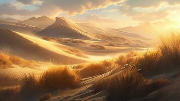 el Desierto paisaje a puesta de sol ai generativo foto