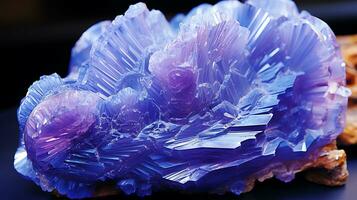 a close up of a purple crystal on a rock AI Generative photo