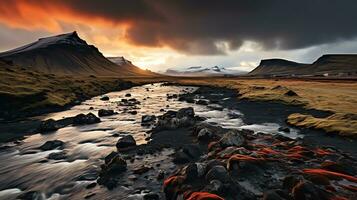 the waterfalls in iceland are beautiful AI Generative photo