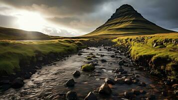 the waterfalls in iceland are beautiful AI Generative photo