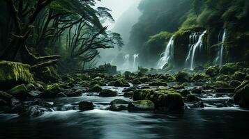 the waterfalls in iceland are beautiful AI Generative photo