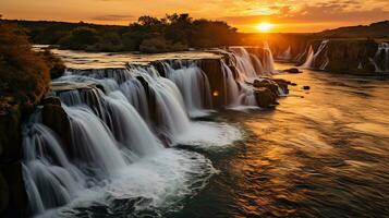 the waterfalls in iceland are beautiful AI Generative photo