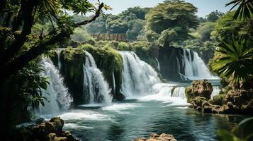 the waterfalls in iceland are beautiful AI Generative photo