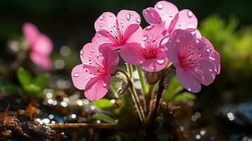 rosado flores son floreciente en un campo ai generativo foto