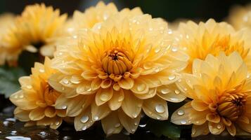 girasol con gotas de lluvia ai generativo foto