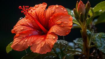 un manojo de rosado flores en un negro envase ai generativo foto