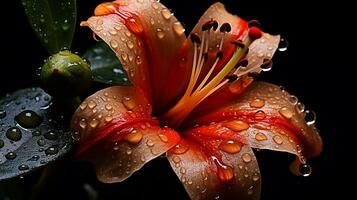 un manojo de rosado flores en un negro envase ai generativo foto