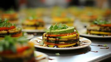 un apilar de panqueques con bayas y crema ai generativo foto