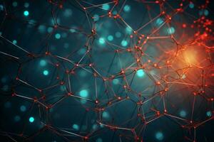 Abstract 3D Web of Interconnected Nodes. Generative AI photo
