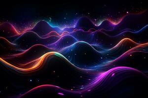 Cosmic Neon Waves. Generative AI photo