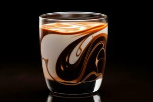 Cashew Milk with Chocolate Swirl. Generative AI photo