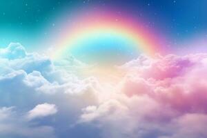 Rainbow in Dynamic Sky. Generative AI photo