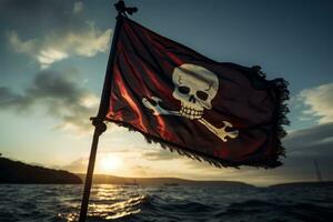 Pirate Flag Iconic Skull and Crossbones. Generative AI photo