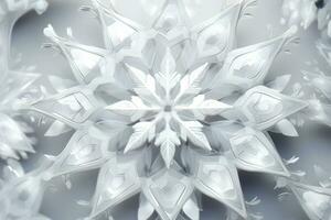 Abstract snowflake pattern in silver tones. Generative AI photo