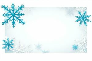 azul copos de nieve en un blanco antecedentes. generativo ai foto