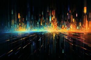 Digital data stream in vibrant colors. Generative AI photo