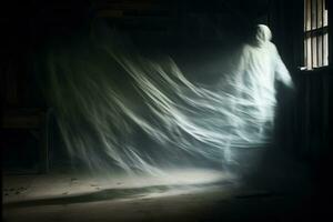 Ghostly figure disappearing into thin air.. Generative AI photo