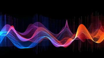 Hypnotic audio waveforms merging and diverging. Generative AI photo