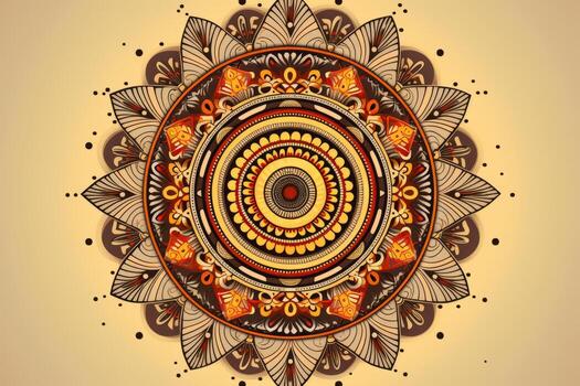 Circular design on a beige background. Generative AI photo