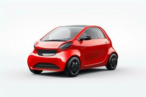 Minimal Electric Car Concept on White Background. Generative AI photo