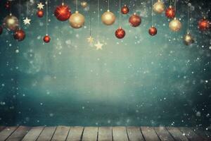 Vintage Christmas background with space. Generative AI photo