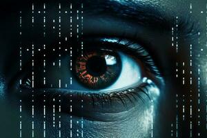 Eye Scanning Biometric Data Reader. Generative AI photo