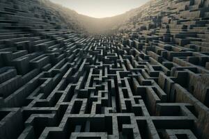 Depressive Maze Complexity. Generative AI photo