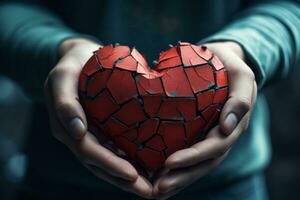 Holding Broken Heart in Pain. Generative AI photo